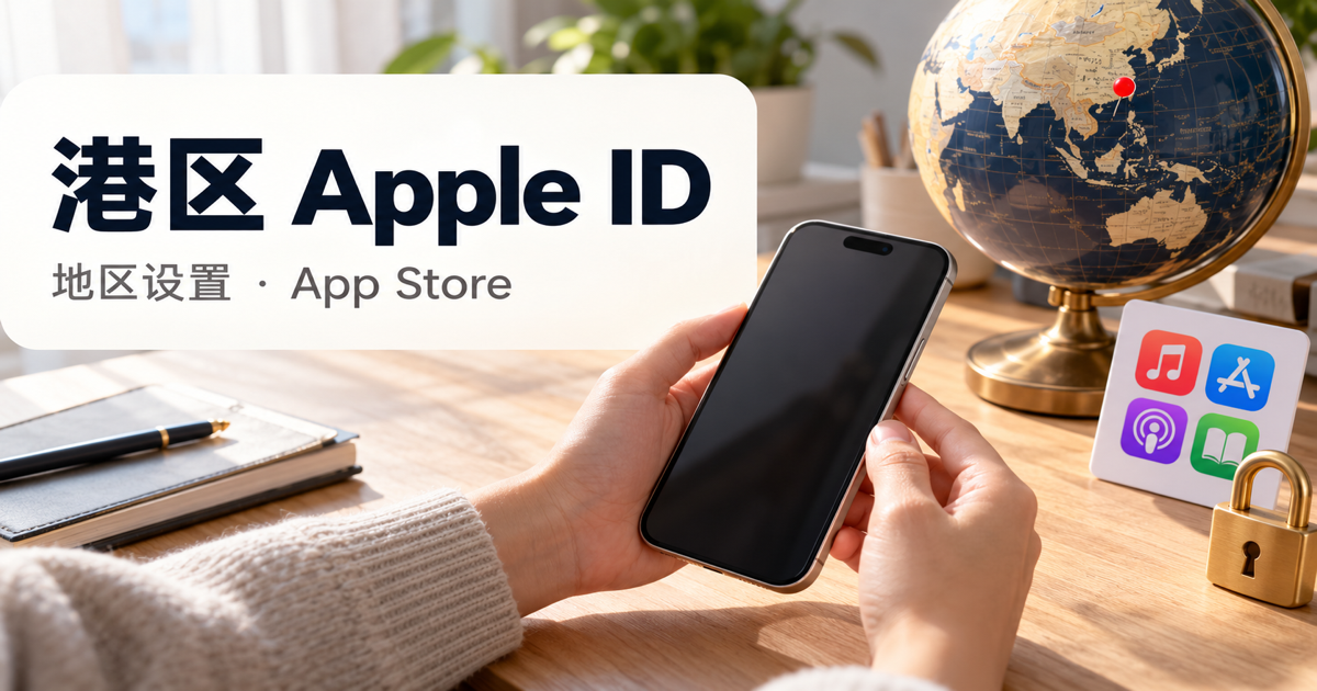 港区 Apple ID 封面图：地区设置与 App Store
