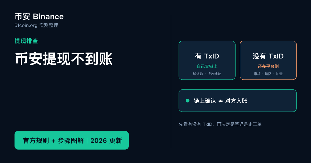 币安提现不到账：先看有没有 TxID